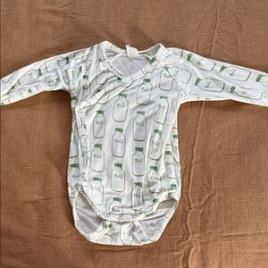 White and Green Milk Baby Onesie